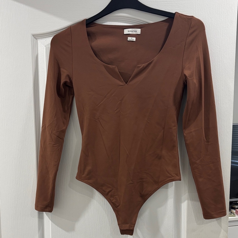 Babaton Tan Scoop Neck Top